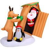 Fraser Hill Farm 4-Ft Tall Pre-Lit Inflatable Santa in Outhouse