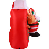 Fraser Hill Farm 4-Ft Tall Pre-Lit Inflatable Santa in Reindeer Stable