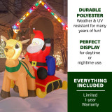 Fraser Hill Farm 4-Ft Tall Pre-Lit Inflatable Santa in Sleigh