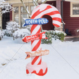 Fraser Hill Farm 6-Ft Pre-Lit Inflatable Candy Cane Direction Sign