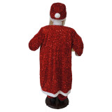 Fraser Hill Farm 58-In Dancing Santa in Red Sequin Suit with Teddy Bear and Wrapped Gifts, Animated Christmas Decorations, Holiday Home Decor