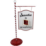 Fraser Hill Farm 4.5-Ft Lamp Post with Santa Claus North Pole Sign and Solar Finial, Prelit Outdoor or Indoor Christmas Decoration