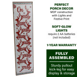  Fraser Hill Farm 45-In. ON DASHER Santa's Reindeer Porch Leaner Sign with LED Lights, Indoor or Covered Outdoor Christmas Decoration 