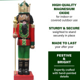 Fraser Hill Farm 32-In African American Nutcracker Holding Staff Figurine, Festive Indoor Christmas Holiday Decorations, Red/Green
