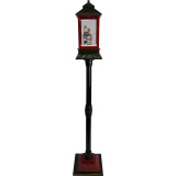 Fraser Hill Farm Let It Snow Series 49-In. Musical Mini Street Lamp with Snow Family, Cascading Snow, and Christmas Carols, Black/Bronze/Red