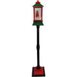 Fraser Hill Farm Let It Snow Series 49-In. Musical Mini Street Lamp with Santa Scene, Cascading Snow, and Christmas Carols, Black/Red/Green