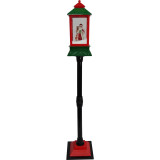  Fraser Hill Farm Let It Snow Series 49-In. Musical Mini Street Lamp with Santa Scene, Cascading Snow, and Christmas Carols, Black/Red/Green 