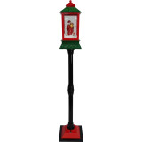 Fraser Hill Farm Let It Snow Series 49-In. Musical Mini Street Lamp with Santa Scene, Cascading Snow, and Christmas Carols, Black/Red/Green