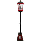  Fraser Hill Farm Let It Snow 53-In. Musical Street Lamp w/ Lighted Base, Flying Santa, Cascading Snow, and Christmas Carols, Black/Bronze/Red 
