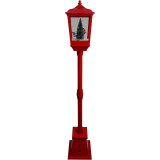 Fraser Hill Farm Let It Snow Series 53-In. Musical Street Lamp with Lighted Base, Seesaw Santa, Cascading Snow, and Christmas Carols, Red