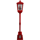  Fraser Hill Farm Let It Snow Series 53-In. Musical Street Lamp with Lighted Base, Seesaw Santa, Cascading Snow, and Christmas Carols, Red 