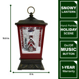 Fraser Hill Farm Let It Snow Series 15.5-In Musical Tabletop Lantern with Flying Santa Scene, Cascading Snow, and Christmas Carols, Bronze