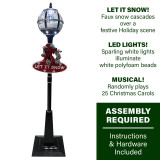 Fraser Hill Farm Let It Snow Series 69-In. Musical Snow Globe Lamp Post with Tree Scene, 2 Signs, Cascading Snow, and Christmas Carols, Black