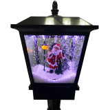 Fraser Hill Farm Let It Snow Series 71-In. Musical Street Lamp in Black with Santa Scene, 2 Signs, Cascading Snow, and Christmas Carols