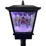 Fraser Hill Farm Let It Snow Series 71-In. Musical Street Lamp in Black with Snowman Scene, 2 Signs, Cascading Snow, and Christmas Carols