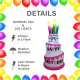 Fraser Hill Farm Happy Birthday Inflatables Bundle 3: 6-Ft. Cake with 4 Candles and 6-Ft. Cake with 1 Candle, Outdoor Blow-Up with Lights