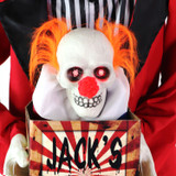 Haunted Hill Farm Billy Barker the Standing Clown and Animatronic Jumping Jack the Talking Skull Clown in a Box for Scary Halloween Decoration