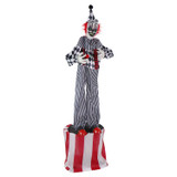 5.9-Ft. Animatronic Talking Clown on a Stage with Movement and Light-Up Eyes for Scary Halloween Decoration