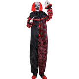 Haunted Hill Farm Heckle and Hide the Animatronic Pop-Up Two-Headed Clown with Light-Up Eyes for Scary Halloween Decoration