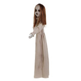 3.9-Ft. Floating, Talking Zombie Girl Animatronic with Blue Chest Light for Scary Hanging Halloween Decoration