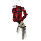 Haunted Hill Farm Drucilla the Animatronic Upside-Down Zombie Woman with Trapeze, Sound, and Light-Up Eyes for Hanging Halloween Decoration