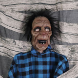 Haunted Hill Farm Lumber Jeff the Talking Zombie in Chains One-Piece Door Drape Greeter for Scary Halloween Decoration