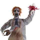 5.6-Ft. Animatronic Zombie Carver with Movement, Sound, and Light-Up Eyes for Scary Halloween Decoration