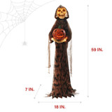 Haunted Hill Farm Forrest Stump the Skeleton Greeter with Light-Up Pumpkin and 8 Lighting Effects with Timer for Scary Halloween Decoration