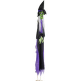 Haunted Hill Farm Cleo the Talking Witch Tree Hugger with Light-Up Eyes for Scary Outdoor Halloween Decoration