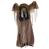 4.9 Ft. Animatronic Talking Hunchback Witch with Movement and Lights for Scary Halloween Decoration