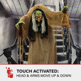 4.9 Ft. Animatronic Talking Hunchback Witch with Movement and Lights for Scary Halloween Decoration