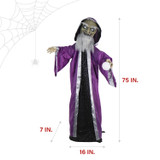 Haunted Hill Farm The Great Zoltan Animatronic Talking Wizard with Movement and Light-Up Crystal Ball for Scary Halloween Decoration