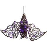 Haunted Hill Farm Set of 3 Battery-Operated Rattan Bats with Hanging Loops, Purple Lights, and Timer for Modern Farmhouse Halloween Decoration