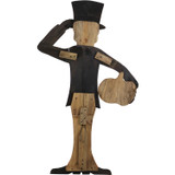 Haunted Hill Farm 46-In. Skeleton Holding a Carved Pumpkin Wood Yard Stake for Halloween Decoration