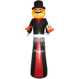 Haunted Hill Farm 12-Ft. Tall Pre-lit Inflatable Jack-O-Lantern Man with Top Hat and Skull