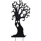 Haunted Hill Farm 66.5-In. Haunted Tree Black Iron Halloween Silhouette with Ground Stakes and Easel for Lawn, Garden, Porch and Foyer