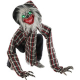 Haunted Hill Farm Smiley the Animatronic Squatting Werewolf with Movement, Sounds, and Light-Up Eyes for Scary Halloween Decoration