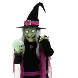 Haunted Hill Farm 6-Ft. Tall Motion-Activated Fortune Teller Witch by SVI, Premium Talking Halloween Animatronic, Plug-In