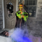 Haunted Hill Farm 6-Ft. Tall Motion-Activated Cauldron Witch by SVI, Premium Talking Halloween Animatronic, Plug-In