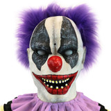 Haunted Hill Farm Motion-Activated Thrashing Clown with a Meat Cleaver by Tekky, Sitting Premium Halloween Animatronic, Plug-In or Battery
