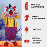 Haunted Hill Farm Motion-Activated Startling Arms Clown by Tekky, Premium Talking Halloween Animatronic, Plug-In or Battery