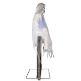4-Ft. Motion-Activated Sitting Tombstone Girl by Tekky, Premium Talking Halloween Animatronic, Plug-In or Battery