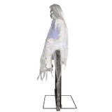 4-Ft. Motion-Activated Sitting Tombstone Girl by Tekky, Premium Talking Halloween Animatronic, Plug-In or Battery
