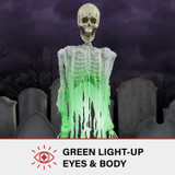 5.8-Ft. Motion-Activated Floating Skeleton Ghost Over Tombstone by Tekky, Premium Halloween Animatronic, Battery Operated