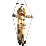 Haunted Hill Farm 55-In. Smalls the Animatronic Swinging Clown, Indoor or Covered Outdoor Halloween Decoration, Red LED Eyes, Battery Operated