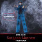 Haunted Hill Farm 5.5-Ft. Surgeon Marrow Laughing Animatronic, Indoor or Covered Outdoor Halloween Decoration, Red LED Eyes, Battery Operated