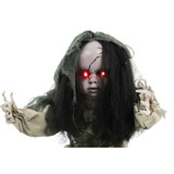 Haunted Hill Farm Animatronic Groundbreaker Doll with Lights and Sound, Indoor or Covered Outdoor Halloween Decoration