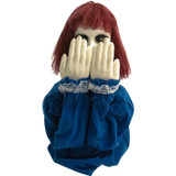 Haunted Hill Farm 27-In. Polly the Animatronic Pop-Up Doll, Indoor or Covered Outdoor Halloween Decoration, Red LED Eyes, Battery-Operated
