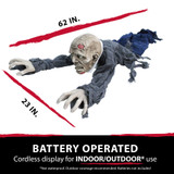 5.2-Ft. Long Crawling Animatronic Zombie with Lights and Sound, Indoor or Covered Outdoor Halloween Decoration