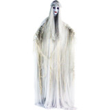 Haunted Hill Farm Life-Size Animatronic Bride, Indoor/Outdoor Halloween Decoration, Flashing Red Eyes, Poseable, Battery-Operated